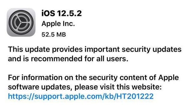 怀安苹果手机维修分享iOS12.5.2发布，建议所有老苹果用户安装 